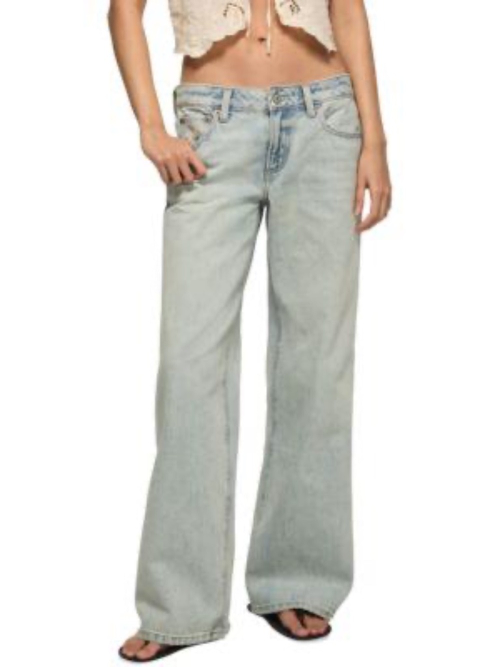 NWT Lucky Brand The Baggy Light Wash Relaxed Wide Leg Jeans Size 4/27 R